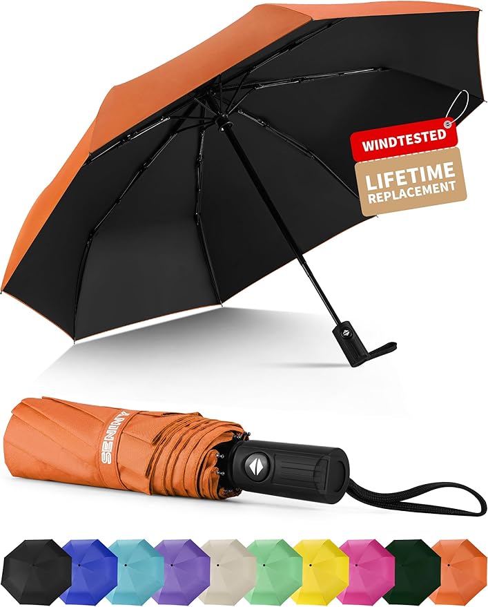 Seniny Windproof Travel Umbrella, Automatic Umbrellas for Rain, Portable & Compact Umbrellas for Backpack, Strong UV for Protection, Folding Small Sun Umbrella for Car, Walking