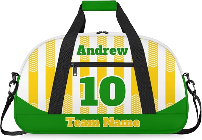 Basketball Soccer Gifts for Boys Girls - Custom Sports Duffle Bag, Personalized Name & Team Bag, Water-Resistant Gym Bag for Basketball, Soccer, Volleyball | Y-Yellow Green