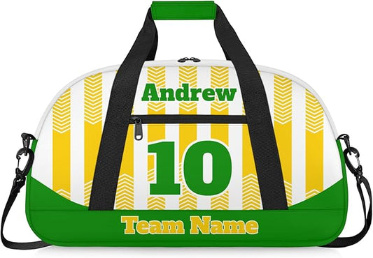 Basketball Soccer Gifts for Boys Girls - Custom Sports Duffle Bag, Personalized Name & Team Bag, Water-Resistant Gym Bag for Basketball, Soccer, Volleyball | Y-Yellow Green