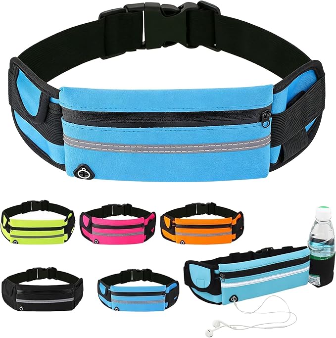 Anti-Theft Invisible Waist Bag, Travel Belt Money Waist Pack, Outdoor Sports Waist Bag with Water Bottle Strap (Blue)