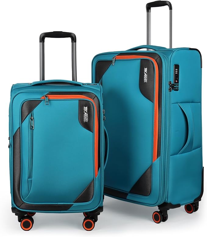 2-Piece Set (22in/28)Softside Expandable 20% Luggage w/Spinner Wheels,Front Opening Softside Luggage Sets w/TSA LOCK,Lightweight Durable Rolling Luggage for Men/Women（SkyBlue,22in/28in）