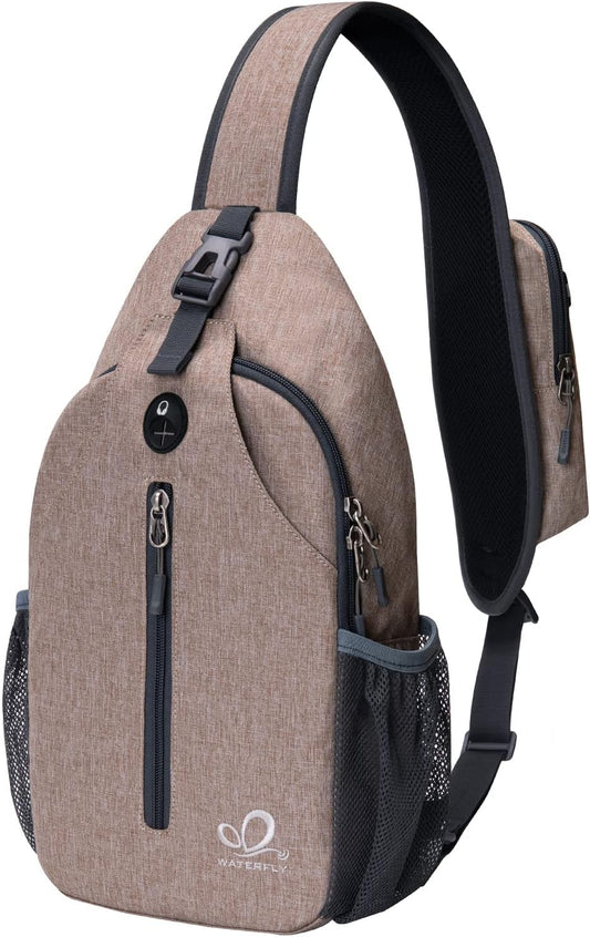 WATERFLY Crossbody Sling Backpack Sling Bag Travel Hiking Chest Bag Daypack