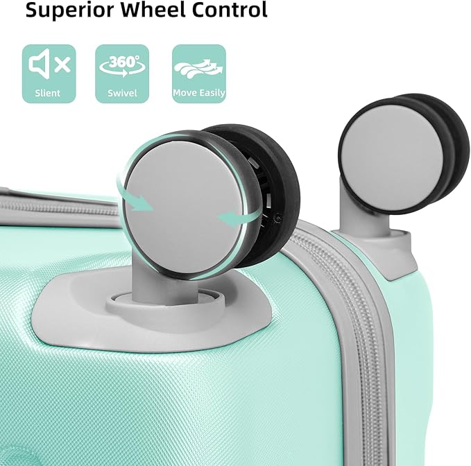 LARVENDER Luggage Sets 6 Piece, Expandable Luggage Set Clearance for Women, Suitcases with Wheels, Hardside Hard Shell Travel Luggage with TSA Lock, Mint Green