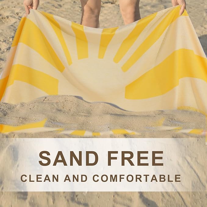 2 Packs Turkish Beach Towel Travel Vacation Essentials Quick Dry Sand Free Oversized Adult Cruise Accessories Must Haves Clearance Stuff Necessities XL Bath Pool Swim Towels Sunshine Coconut Trees