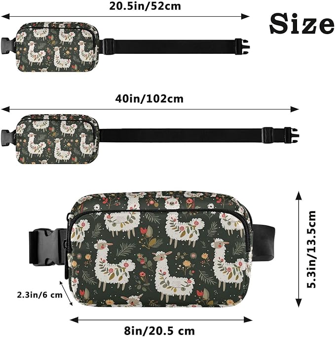 Kawaii Alpaca Fanny Pack for Women Men Water Resistant Fashion Waist Packs with Adjustable Strap Belt Bag for Travel Workout Jogging Hiking 21220376