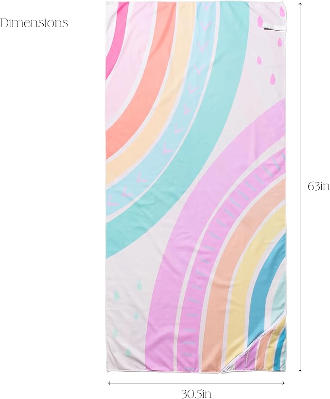 Sand Resistant Beach Towel - Zipper Pocket Feature, Compact, Lightweight, and Quick Drying Beach Towel