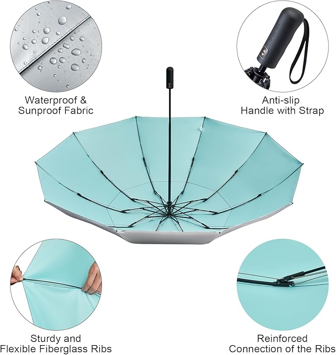 G4Free 42/46/54/62 Inch Large Golf Umbrella Compact Reverse Travel Umbrella 10 Ribs Windproof for Rain Double Canopy Automatic Open Close