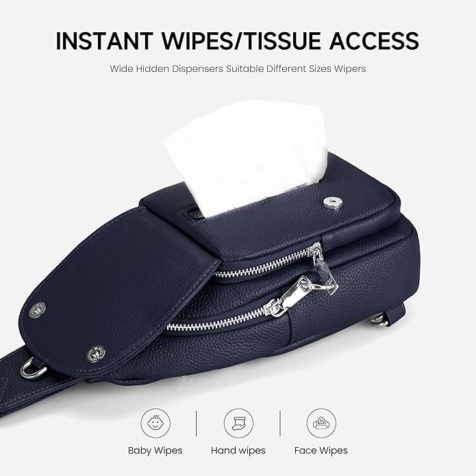 befen Anti Theft Genuine Leather Sling Bag for Women RFID Small Crossbody Bag Chest Bag Leather Fanny Packs for Travel