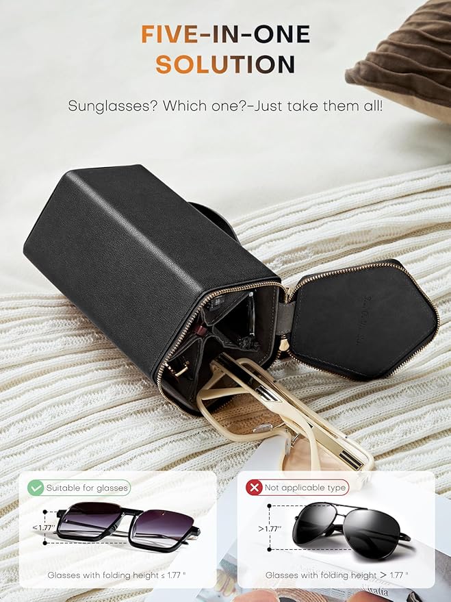 Sunglasses Travel Case Organizer Hangable for Men Women, Eyeglasses Foldable Storage Organizer