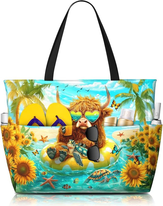 Large Beach Tote Bag Beach Bag Waterproof Sandproof Lightweight Women Tote