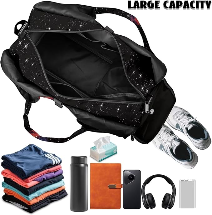 Duffle Backpack with Pockets, Double Zipper, Mens Gym Bag with Shoe Compartment, Overnight Bag with Yoga Mat Holder Gift for Birthday