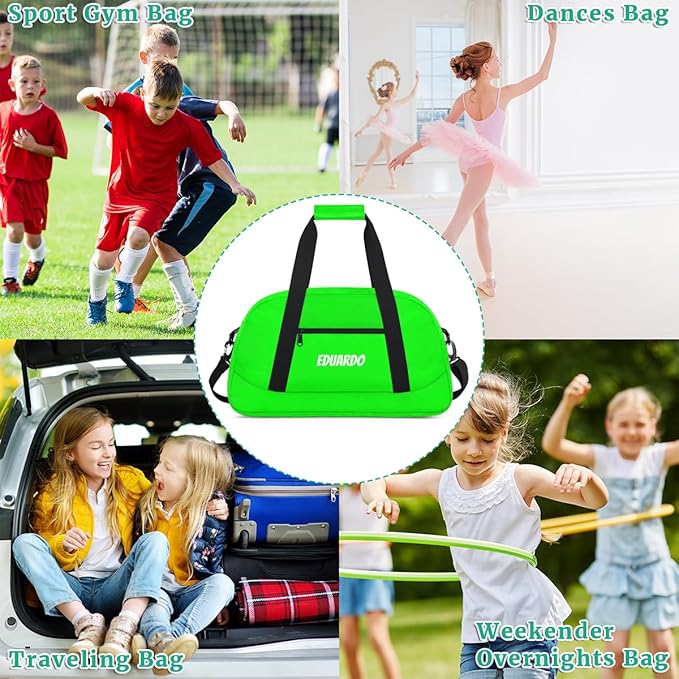 Custom Name Duffle Bag Personalized Kids Gym Bag Travel Overnight Weekender Bag Sports Bag for Boys Girl Green