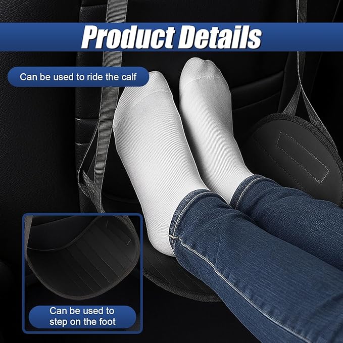 YoRise Car Seat Foot Rest for Adult, Auto Rear Seat Hanging Supportive Foot Hammock with Adjustable Strap, Portable Vehicle Footrest Pad for Air Travel, Office Use, and Car Trips (Black)