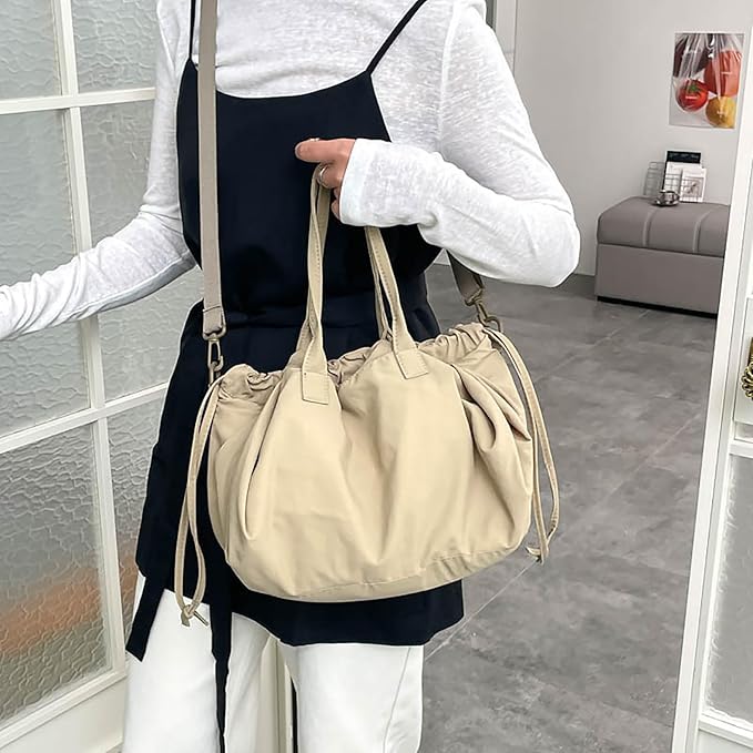 Stylish Crinkled Nylon Handbag with Adjustable Comfortable Strap and Spacious Interior Shoulder Bag for Work or Gym Use Bag