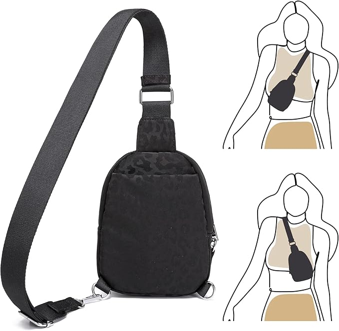 NEICOA Anti Theft Crossbody Bags for Women Small Nylon RFID Sling Bag Lightweight Travel Purse for Daily Casual Use(Leopard)