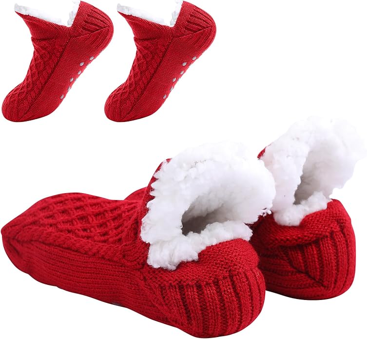 Warm Slipper Socks for Women Indoor Soft Cozy House Sock Shoes Non-Slip Knitted Socks Fuzzy Thermal House Slippers