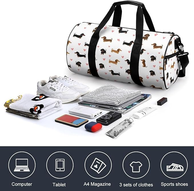 Large Capacity Carry On Weekender Overnight Bag Cute Dachshund Wiener Dog Beach Swim Bags Men Women Duffle Bag for Travel, Sports