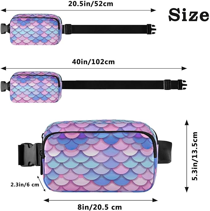 Colorful Mermaid Scale Fanny Pack for Women Men Water Resistant Fashion Waist Packs with Adjustable Strap Belt Bag for Travel Workout Jogging Hiking 21219322