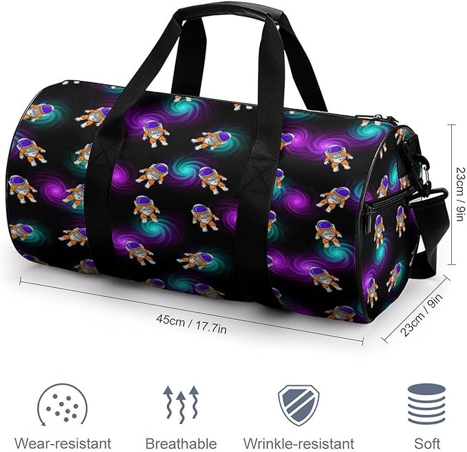 Large Capacity Carry On Weekender Overnight Bag Purple Galaxy Trippy Space Astronauts Beach Swim Bags Men Women Duffle Bag for Travel, Sports