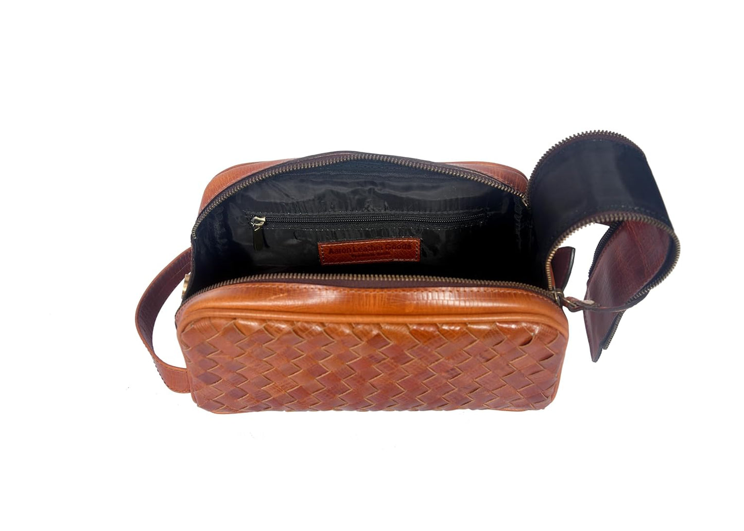 10" Premium Leather Toiletry Travel Pouch With Waterproof Lining | King-Size Handcrafted Vintage Dopp - Kit Gift for Father's Day By Aaron Leather Goods