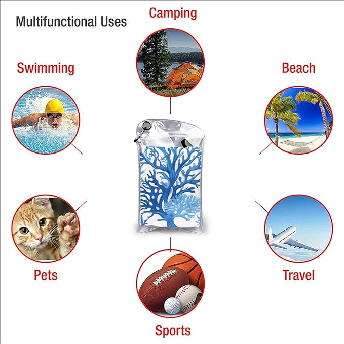 Blue Coral And Sea Pattern Sand Free Beach Towel – 27.5"X55" Quick Dry Microfiber Beach Towels For Travel, Swimming, Pool, And Camping, Absorbent And Compact Beach Essential For Women, And Men