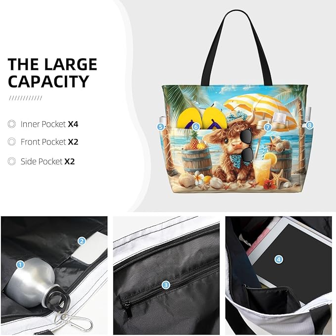 Extra Large Beach Bags For Women, Waterproof Beach Totes Bags For Women, Lightweight Foldable Pool Bag With Zipper