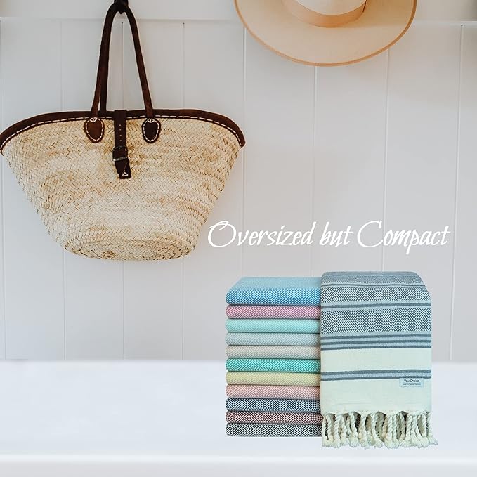 Your Choice Turkish Beach Towel (71x41) - 100% Cotton Turkish Towel, Sand Free Quick Dry Oversized, Lightweight Compact Travel Towel - Color Dark Grey