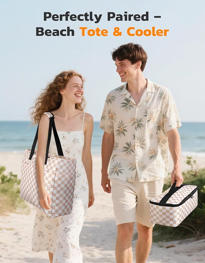 Beach Bag with Cooler, Extra Large Insulated Beach Tote for Women, Waterproof Sandproof Pool Picnic Travel Bag