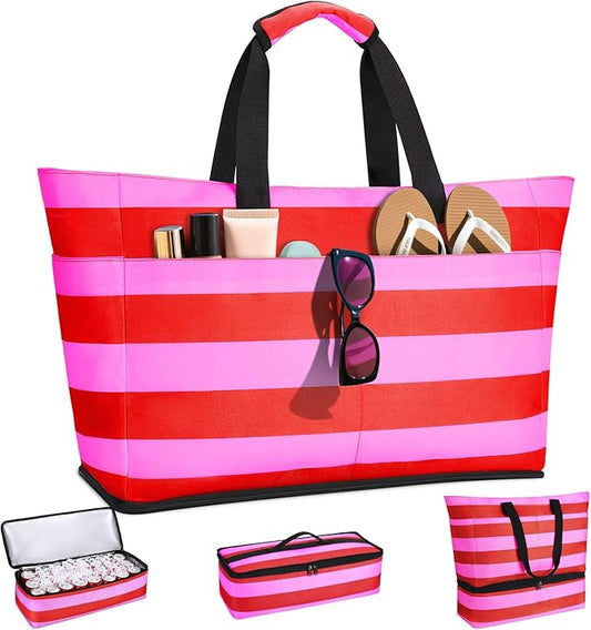 Beach Bag with Cooler, 54L Large Waterproof Sandproof Travel Tote Bag, Duffel Weekender Bag for Packing/Travel/Gym
