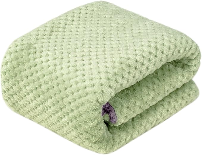 Fuzzy Sherpa Reversible Blanket for Baby, Soft Warm Cozy Coral Fleece Toddler, Infant or Newborn Reversible Blanket for Crib, Stroller, Travel, 40”×60”, Pastel Green