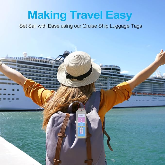 Cruise Luggage Tag Holder for Royal Caribbean Ships & Celebrity, 6Pack Clear Tags Cruise Travel Essentials for 2025-2026
