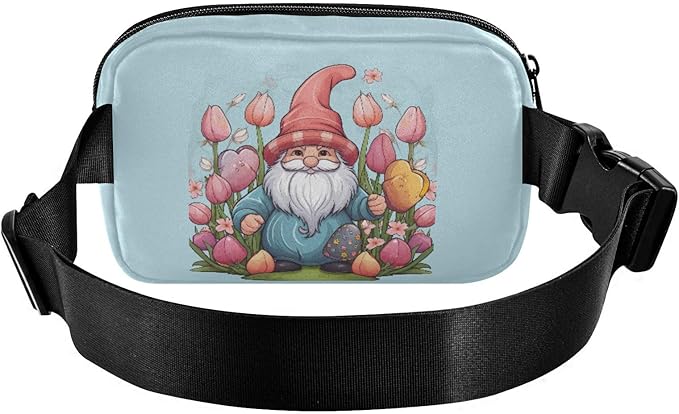 Easter Gnome Eggs Flowers Fanny Pack for Women Men Water Resistant Fashion Waist Packs with Adjustable Strap Belt Bag for Travel Workout Jogging Hiking 21218053
