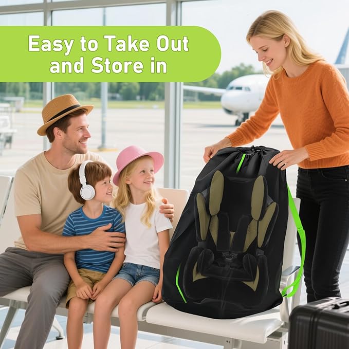2PCS Car Seat Bags For Airplane Travel, Gate Check Bag, Durable Travel Bag with Thickened Shoulder Straps and 2pcs Luggage Tags For Airplane