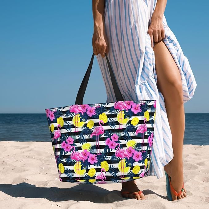 Large Beach Tote Bag Beach Bag Waterproof Sandproof Lightweight Women Tote