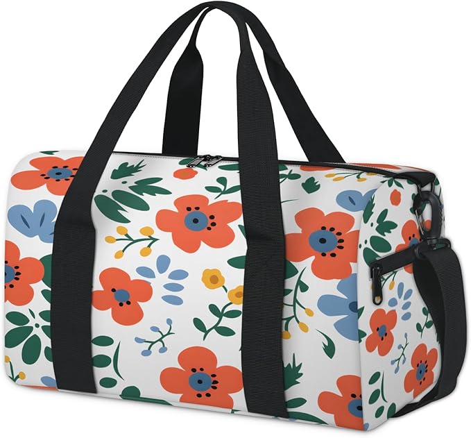 Pink Flowers Travel Duffle Bag for Women Men, Overnight Weekender Bag, Carry on Tote for Sport Gym