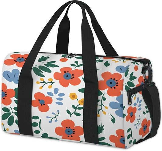 Pink Flowers Travel Duffle Bag for Women Men, Overnight Weekender Bag, Carry on Tote for Sport Gym