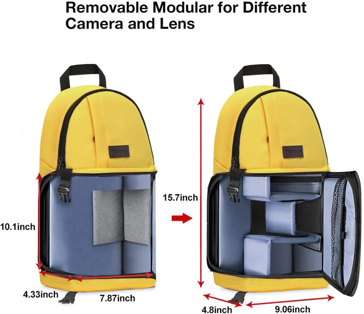 MOSISO Camera Sling Bag, DSLR/SLR/Mirrorless Camera Backpack Case Shockproof Photography Backpack with Tripod Holder & Removable Modular Inserts Compatible with Canon/Nikon/Sony/Fuji