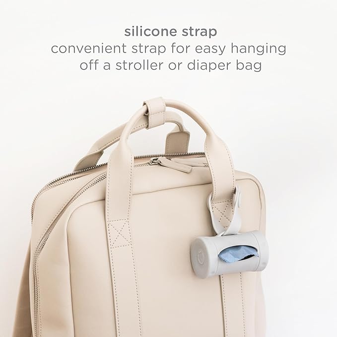 Ubbi On-the-Go Gray Bag Dispenser and Waste Disposal Bags Refill, 60 Lavender Scented Diaper Bags, Baby Savings Bundle, New Parent Gift