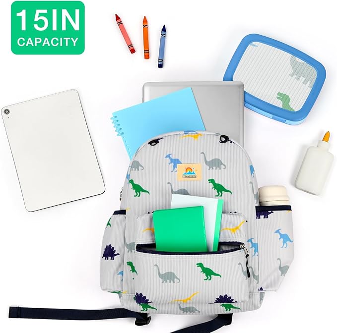 STEAMEDBUN Corduroy Kids Backpack for Boys and Girls 5-8: Boys Backpack for Elementary Kindergarten - 15 inch Cute Backpacks for Kids - Car