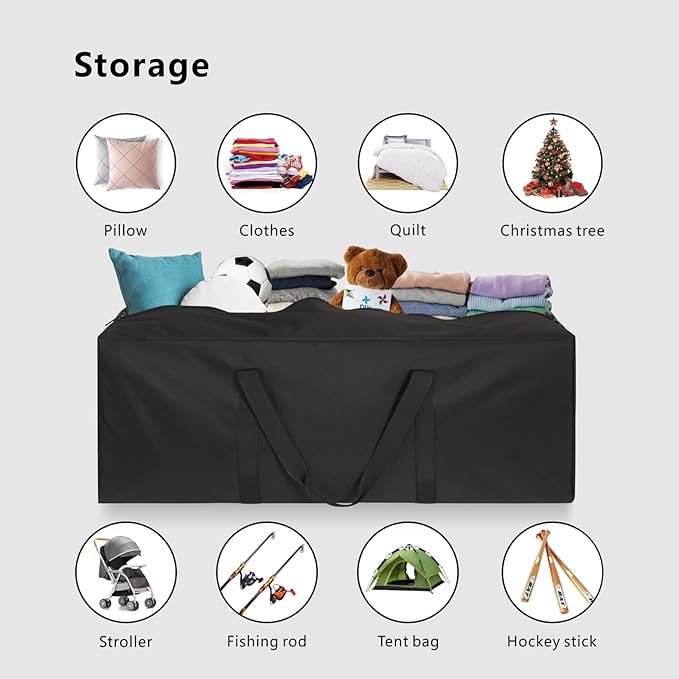 TOPDesign 3-Pack 36 Inch Small Zippered Duffel Bag for Travel Camping Sports Equipment Storage, Waterproof Foldable Luggage Bag with Padded Handles (Black)
