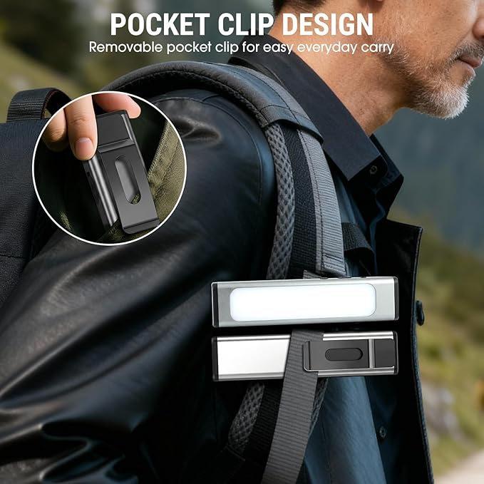 Pocket Flashlight, 1200 Lumens Rechargeable EDC Flashlight with Clip, USB-C Port, 3 Modes Waterproof Warning Light for Working, Camping, Repairing, Emergencies (Grey, 4PCS)