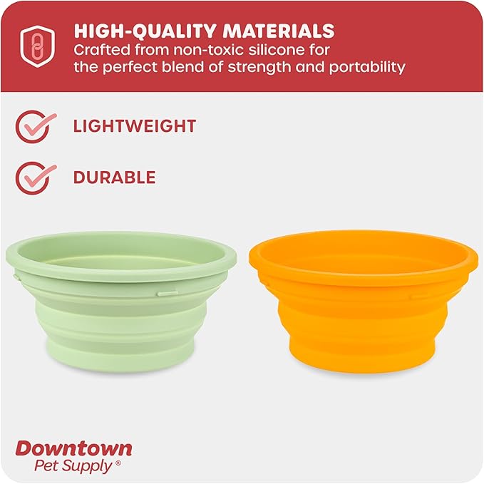 Downtown Pet Supply Replacement Dog Bowls, 4-Pack (5 Cup / 40 Ounce) for Elevated Feeders - Collapsible Silicone, Lightweight for Travel - Dishwasher Safe