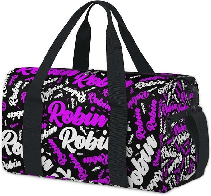 Custom-Dance-Gymnastics-Bag for Girls Personalized Kids Duffle Bag Cheerleader Team Bag for Travel Gym Sport Hot Purple White