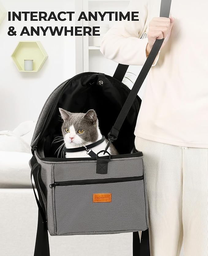 BurgeonNest Top-Expandable Large Cat Carrier, Soft Sided Cat Bag Carrier for Medium Large Pet 25 lbs, Upgrade Small Dog Car Seat, Collapsible Puppy Travel Bag with Semi-Open Mode Canopy