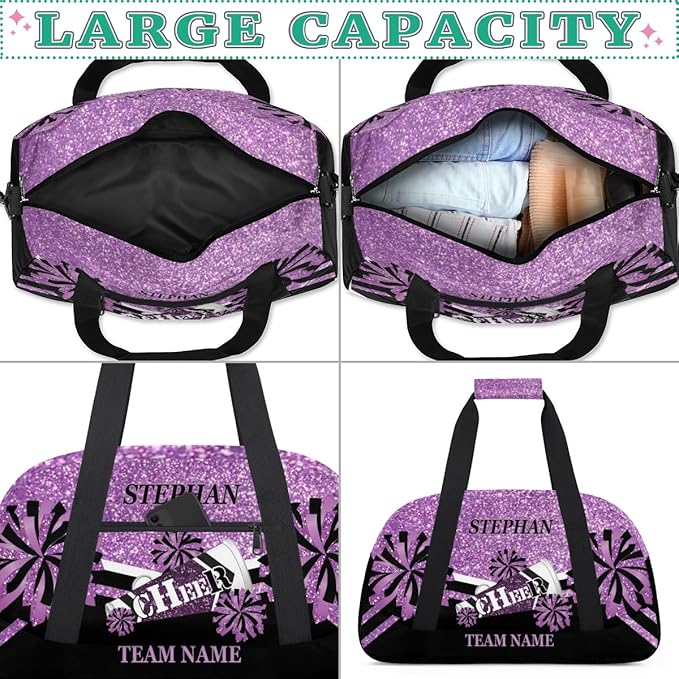 Pink Cheer-Bag for Girls Customized Cheer-Gifts with Name Glitter Print Cheerleading-Bag Gym-Duffel-Bag