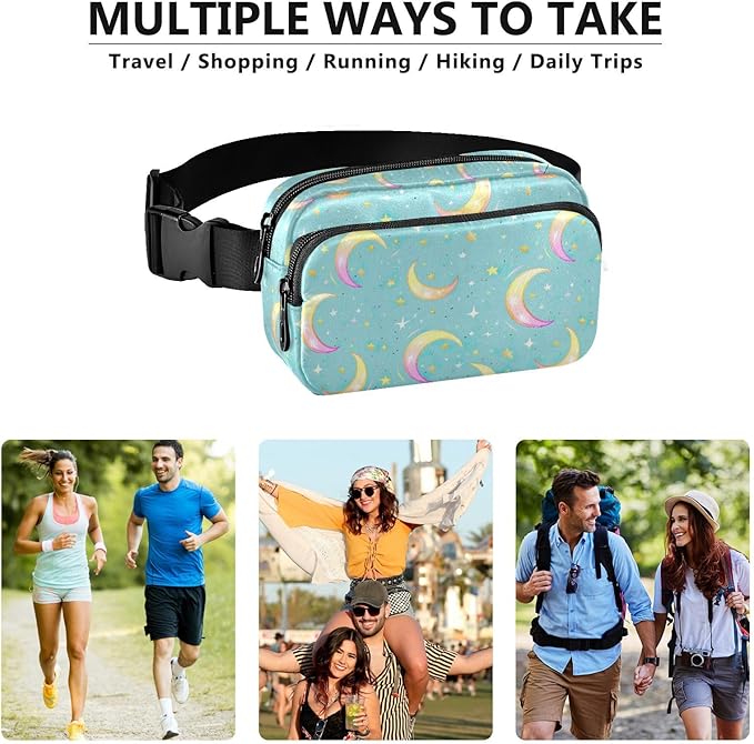 Gradient Moons Star Fanny Pack for Women Men Water Resistant Fashion Waist Packs with Adjustable Strap Belt Bag for Travel Workout Jogging Hiking 21219043