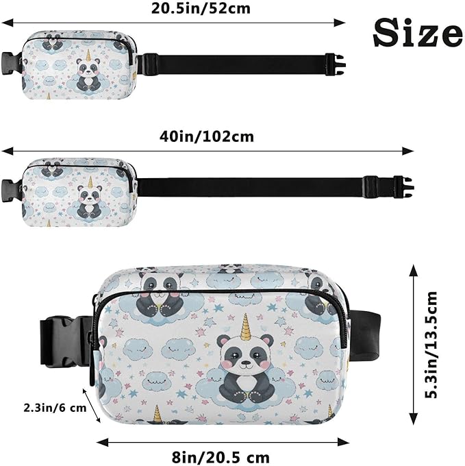 Kawaii Panda Unicorn Fanny Pack for Women Men Water Resistant Fashion Waist Packs with Adjustable Strap Belt Bag for Travel Workout Jogging Hiking 21219077