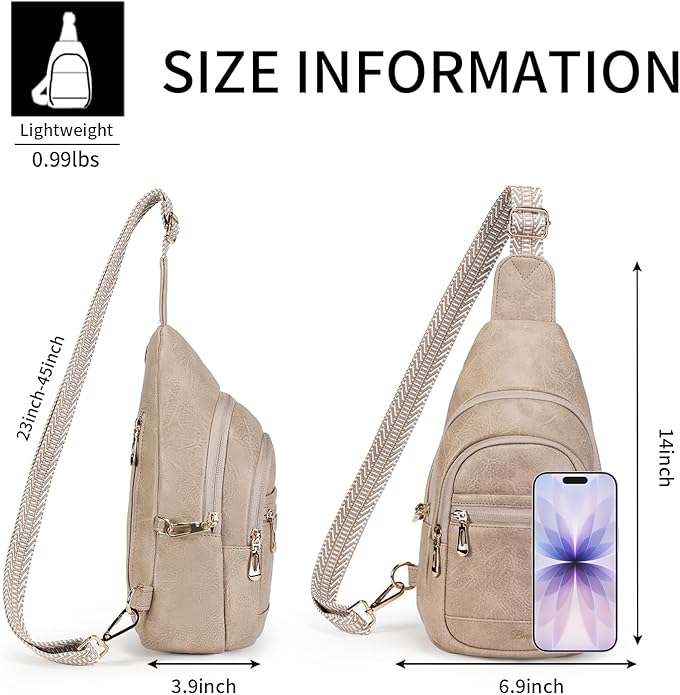 Crossbody Purses Bags for Women Travel, Anti Theft RFID Blocking Sling Chest Bag, Small Vegan Leather Purse for Casual