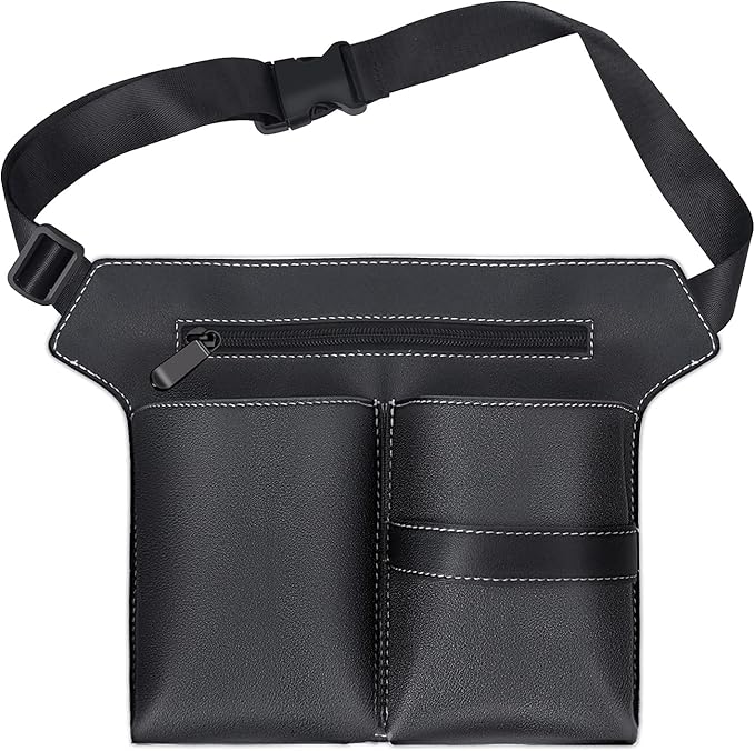 Noverlife Hairdresser Scissor Bag, Barber PU Leather Waist Pouch, Professional Hairdressing Tools Storage Holster with Waist Belt, Hair Salon Scissor Storage Waist Bag for Hairstylist