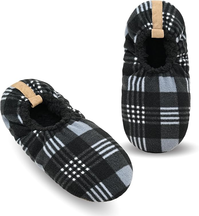 Keyela Mens Slipper Socks With Non Skid Bottoms, Warm Slipper Socks With Grippers For Men, Fuzzy House Slippers